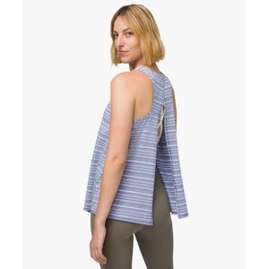 Lululemon All Tied Up Tank Cut Back Stripe Tempest Blue White 8